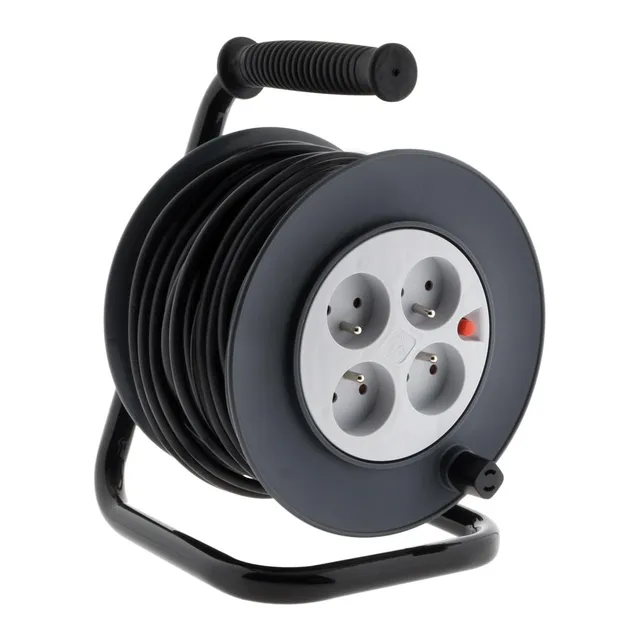 zenitech-enrouleur-h05vv-f-4-prises-3g1-5mm-15m-coupe-circuit-noir image 1