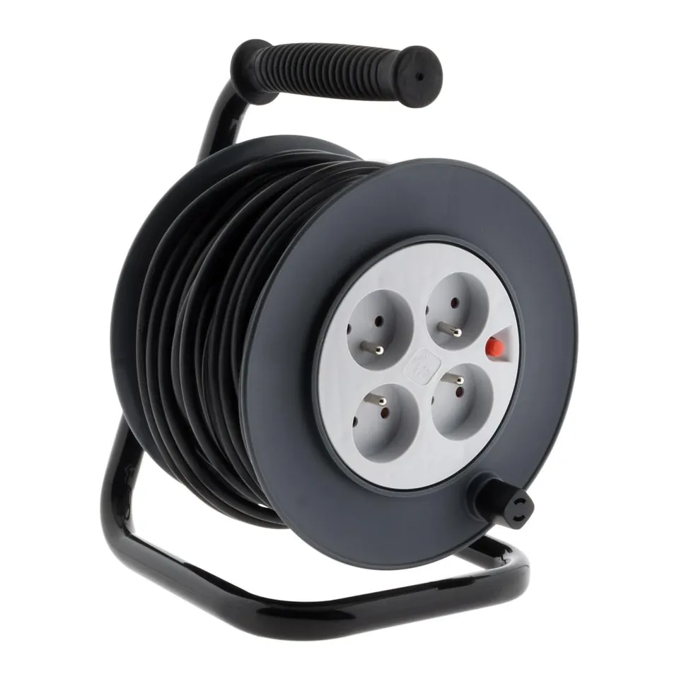 zenitech-enrouleur-h05vv-f-4-prises-3g1-5mm-15m-coupe-circuit-noir image 1