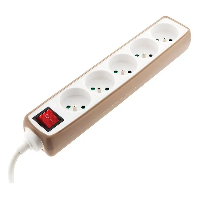 zenitech-multiprise-5-prises-16a-2p-t-avec-interrupteur-et-housse-taupe image 1