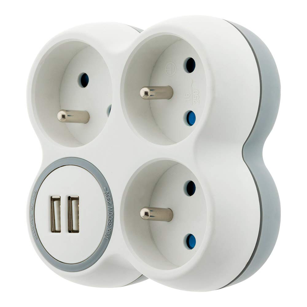 zenitech-triplite-16a-2p-t-2-ports-usb-blanc-gris image 5