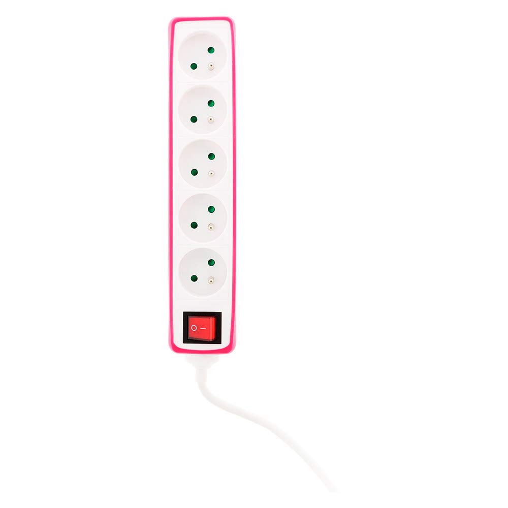 zenitech-multiprise-5-prises-16a-avec-interrupteur-et-housse-silicone-rose-1m image 2