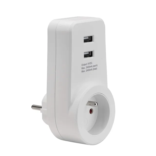 debflex-500033-adaptateur-universel-avec-chargeur-usb-2100ma-blanc image 1