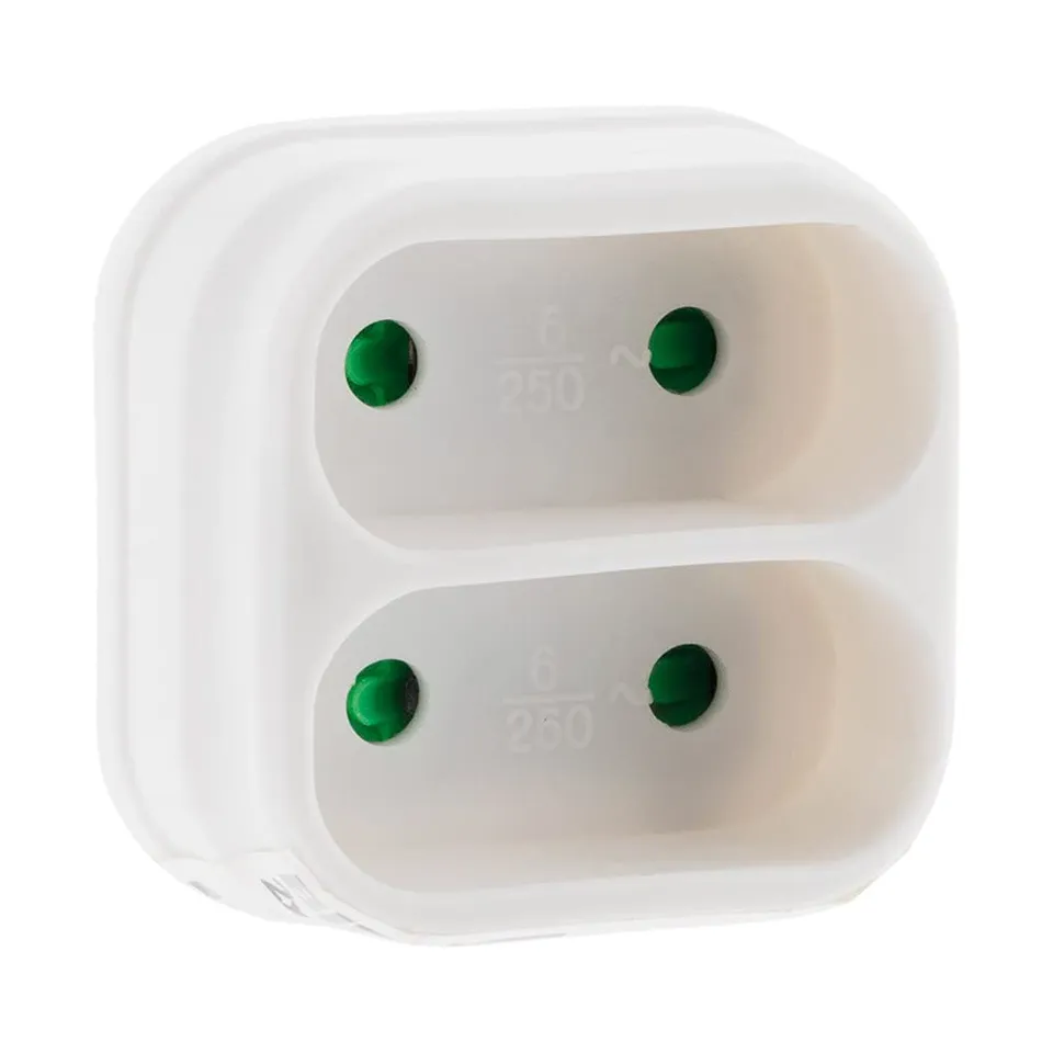 zenitech-multiprise-biplite-fa-ade-2x6a-blanc image 1