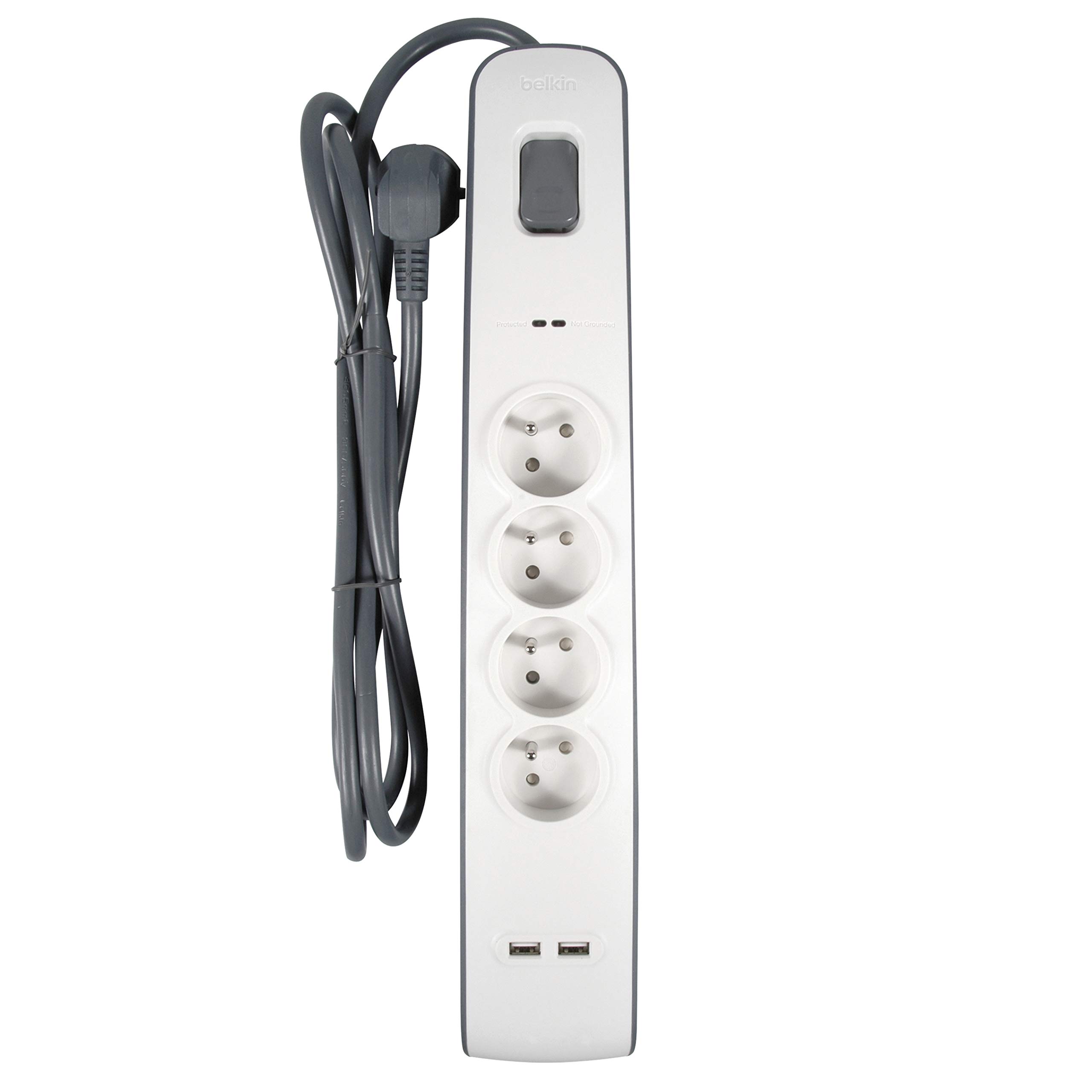 debflex-bloc-multiprise-parafoudre-4-prises-2p-t-16a-2-usb-2-4a-cordon-2m image 1