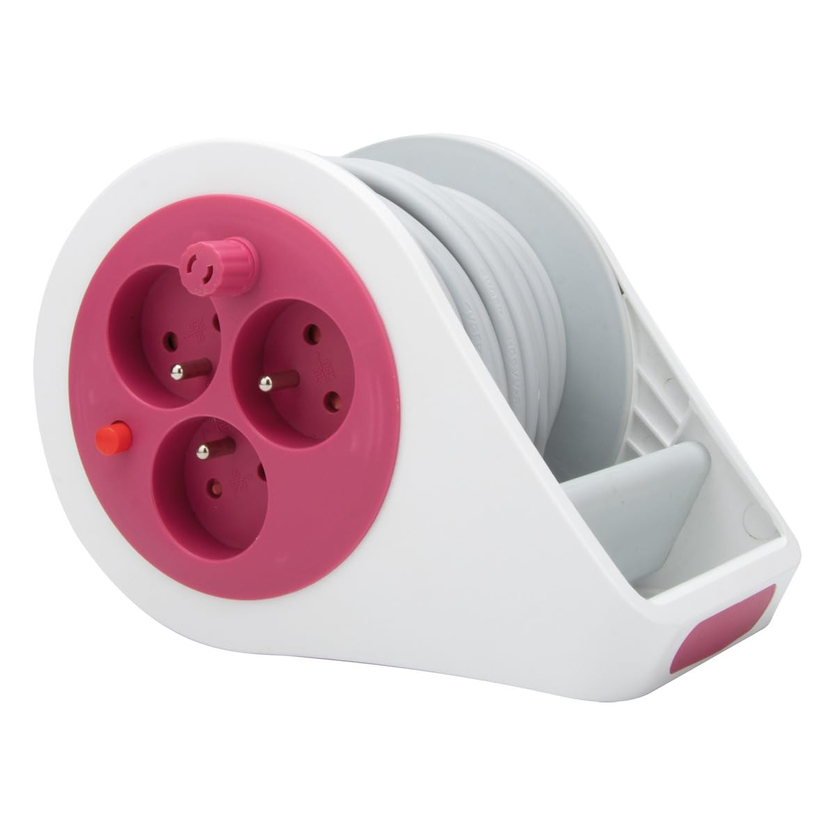 zenitech-mini-enrouleur-design-3-prises-2p-t-c-ble-7-m-rose image 1