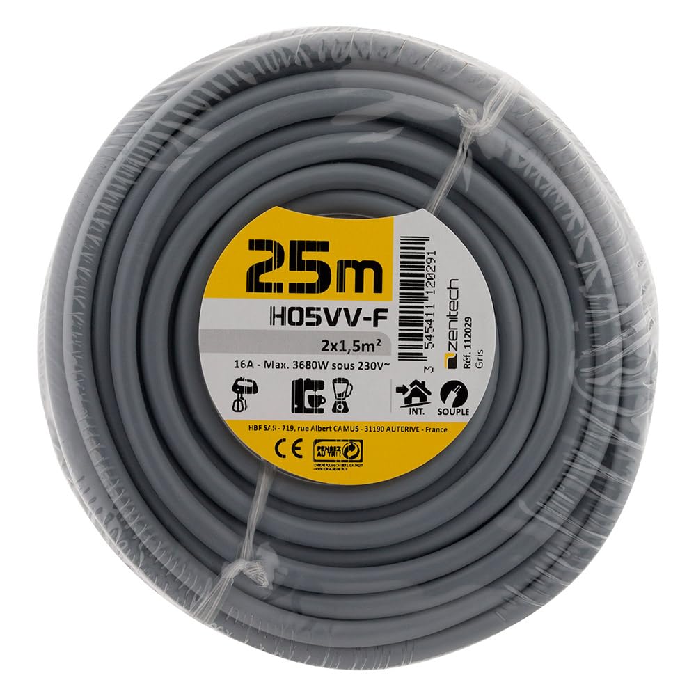 zenitech-c-ble-lectrique-h05vv-f-2x1-5-mm-gris-25-m image 2