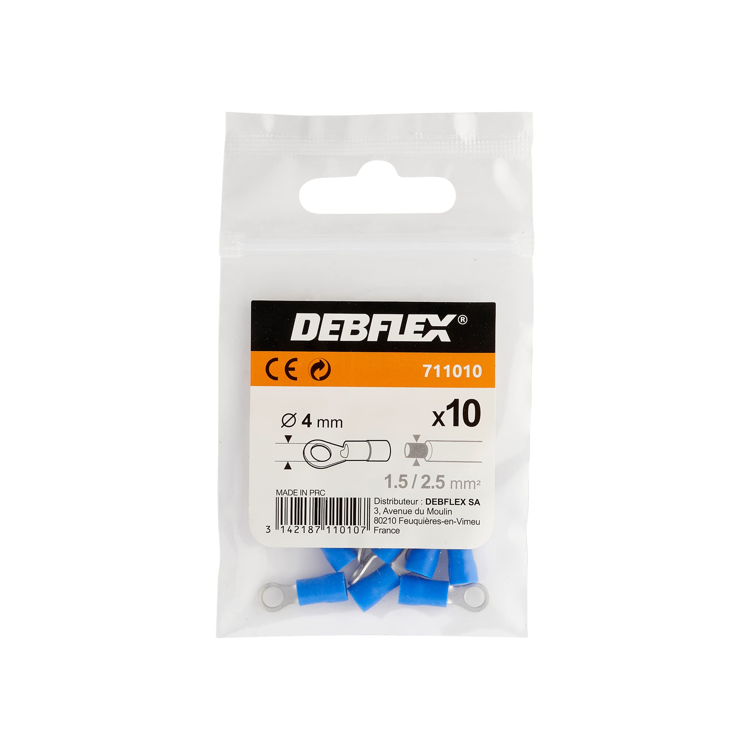 debflex-sachet-de-10-cosses-rondes-pr-isol-es-d4-mm-bleues-0-5-1-mm-711010 image 3
