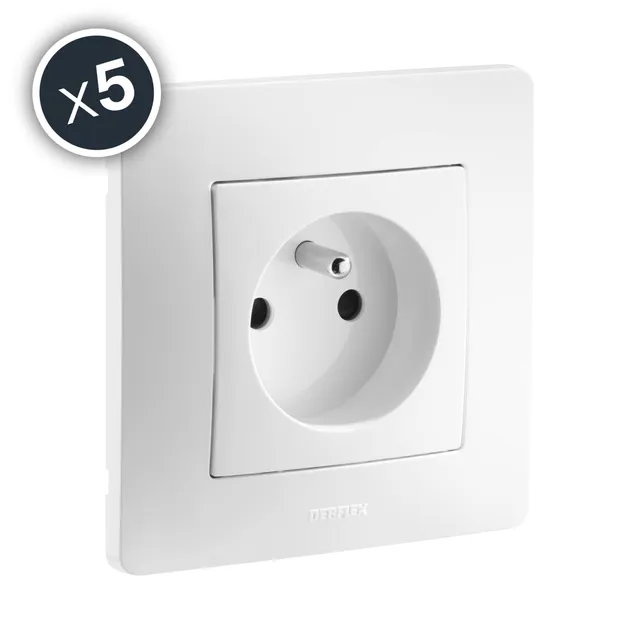 debflex-caly-749510-lot-de-5-prises-2p-t-blanc image 1