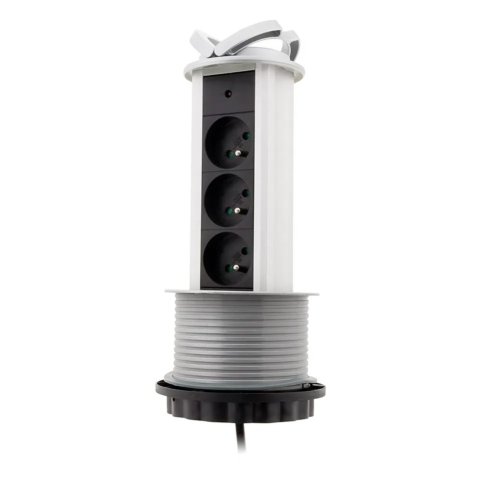 zenitech-bloc-3-prises-escamotable-16a-2p-t-gris-c-ble-1-60-m image 1