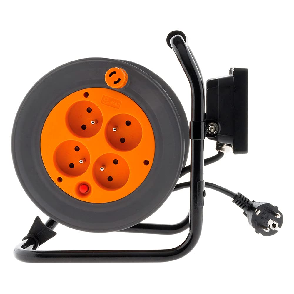 zenitech-enrouleur-lectrique-4-prises-2p-t-projecteur-led-15m-orange image 2