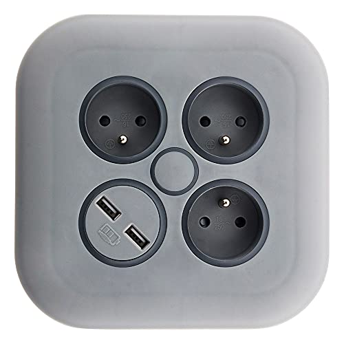 zenitech-enrouleur-domestique-3-prises-2p-t-2-usb-7m-gris image 7