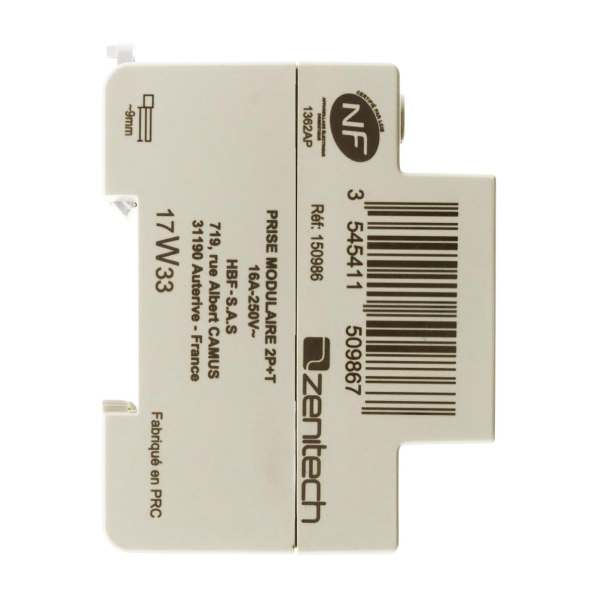 zenitech-prise-modulaire-2p-t-nf-16a-3680w image 3