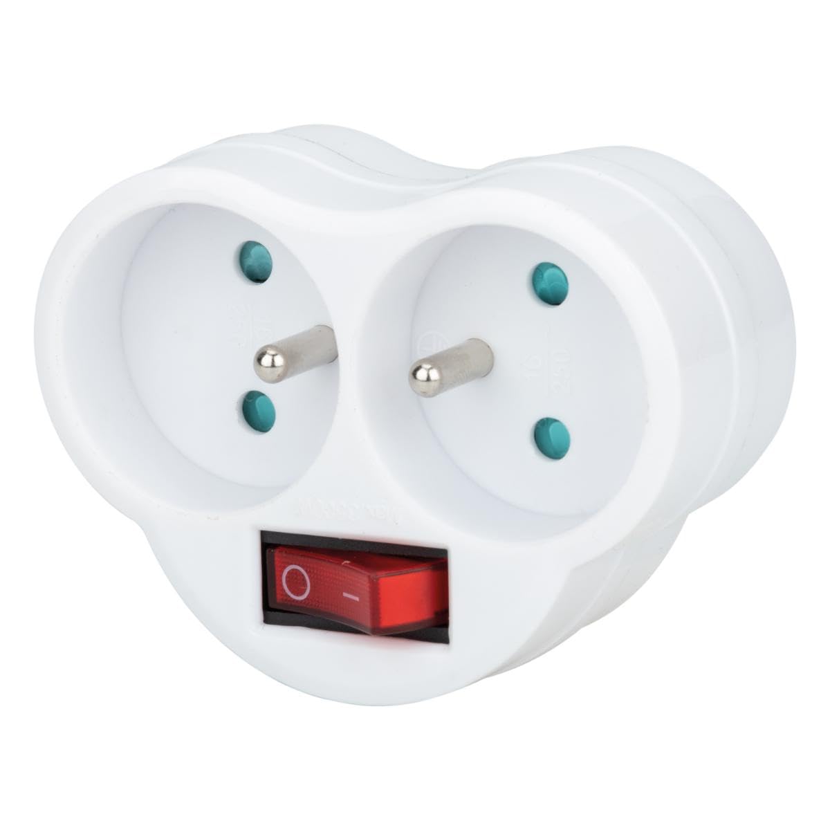zenitech-multiprise-biplite-16a-interrupteur-fa-ade-blanc image 3