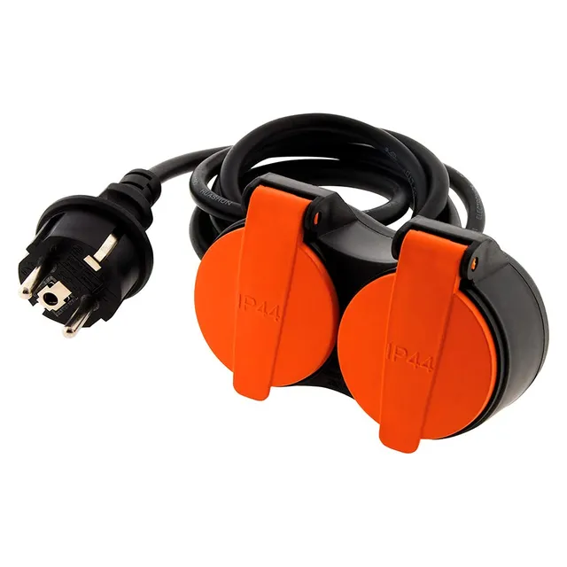 zenitech-rallonge-tanche-2-prises-2p-t-h07rn-f-5m-orange image 1