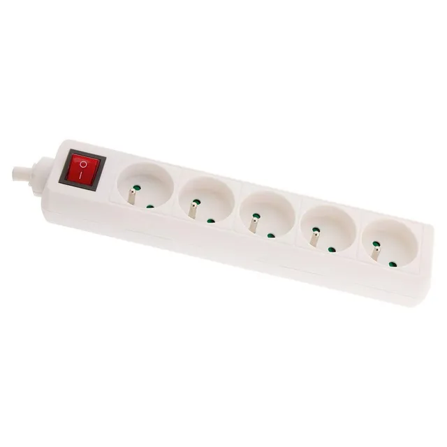 zenitech-multiprise-5-prises-16a-2p-t-interrupteur-lumineux-blanc image 1