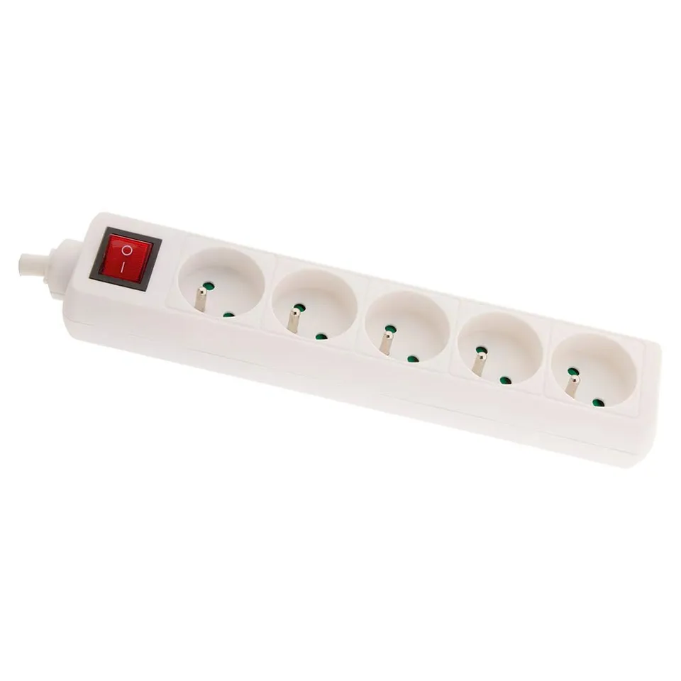 zenitech-multiprise-5-prises-16a-2p-t-interrupteur-lumineux-blanc image 1