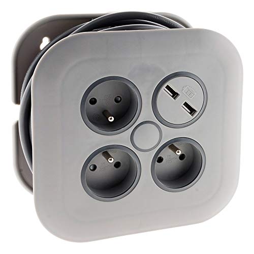 zenitech-enrouleur-domestique-3-prises-2p-t-2-usb-7m-gris image 6