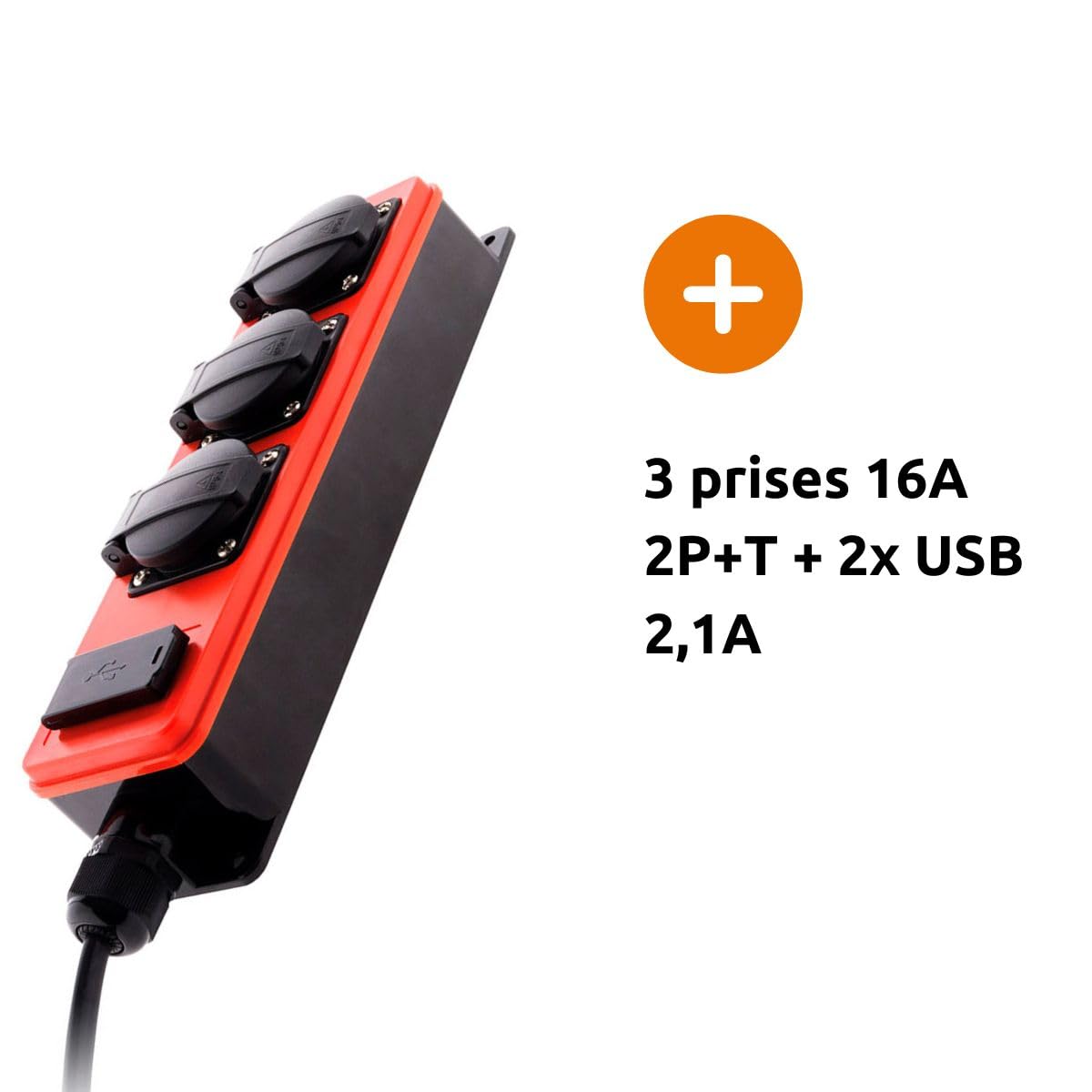 zenitech-multiprise-tanche-ip44-3-prises-16a-2-usb-3m image 3