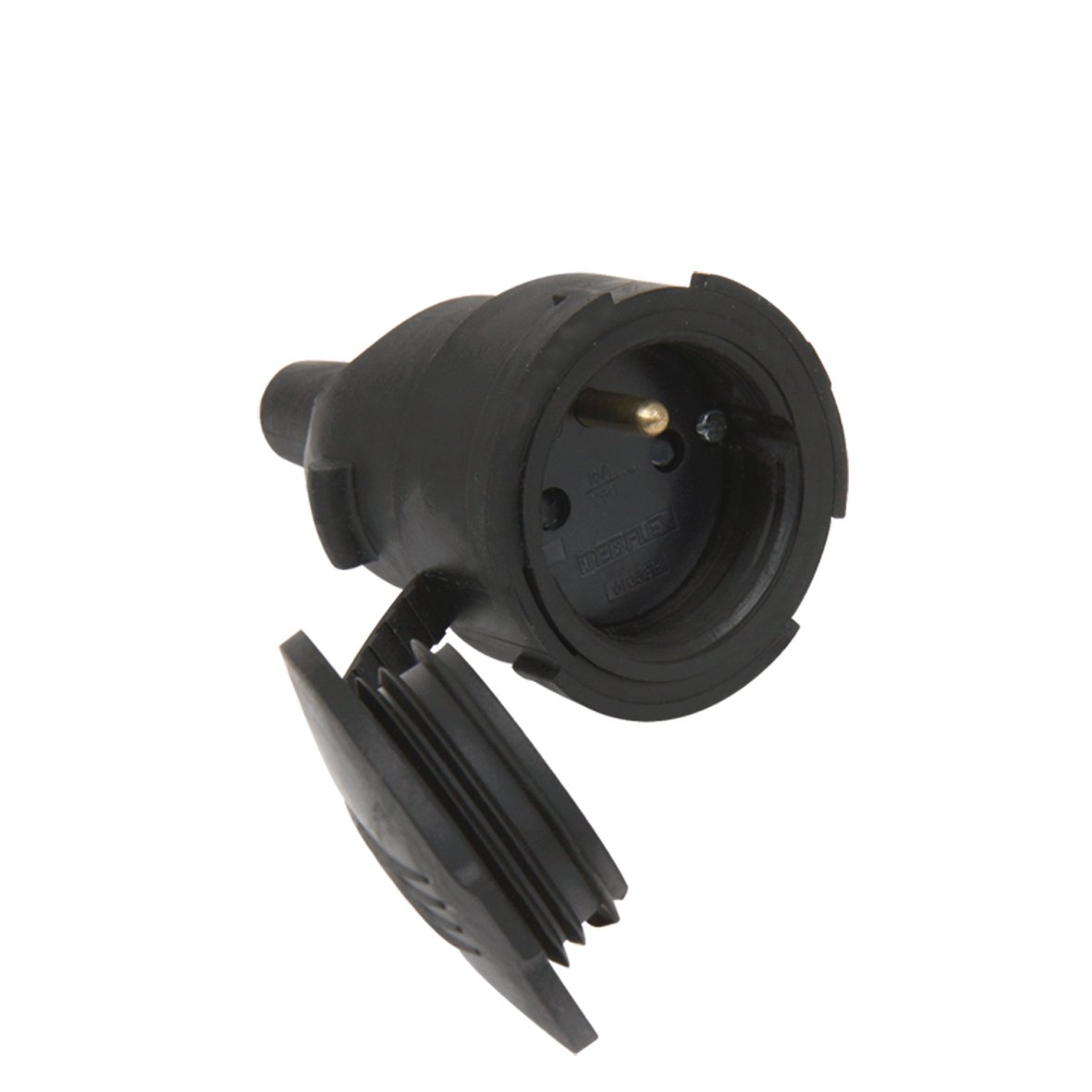 debflex-fiche-femelle-caoutchouc-2p-t-16a-noire-713750 image 2