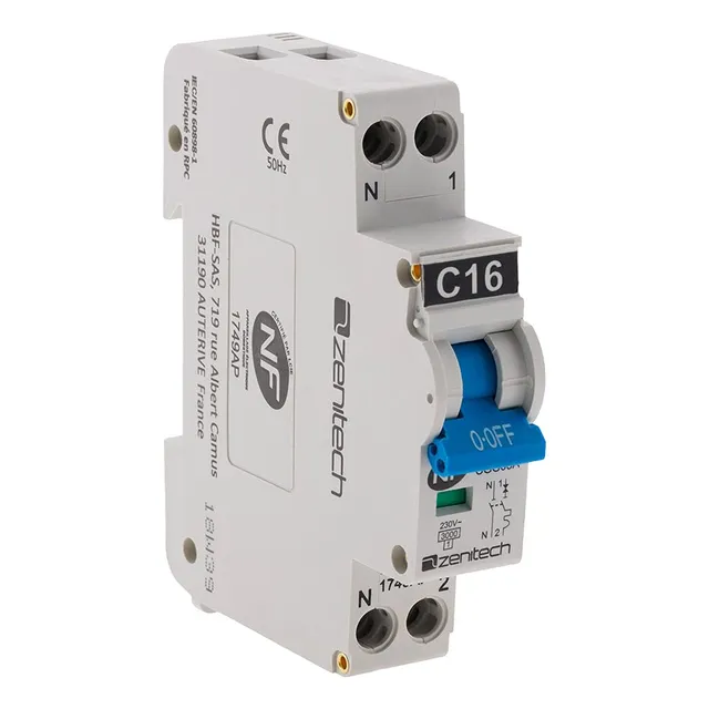 zenitech-disjoncteur-phase-neutre-16a-nf image 1