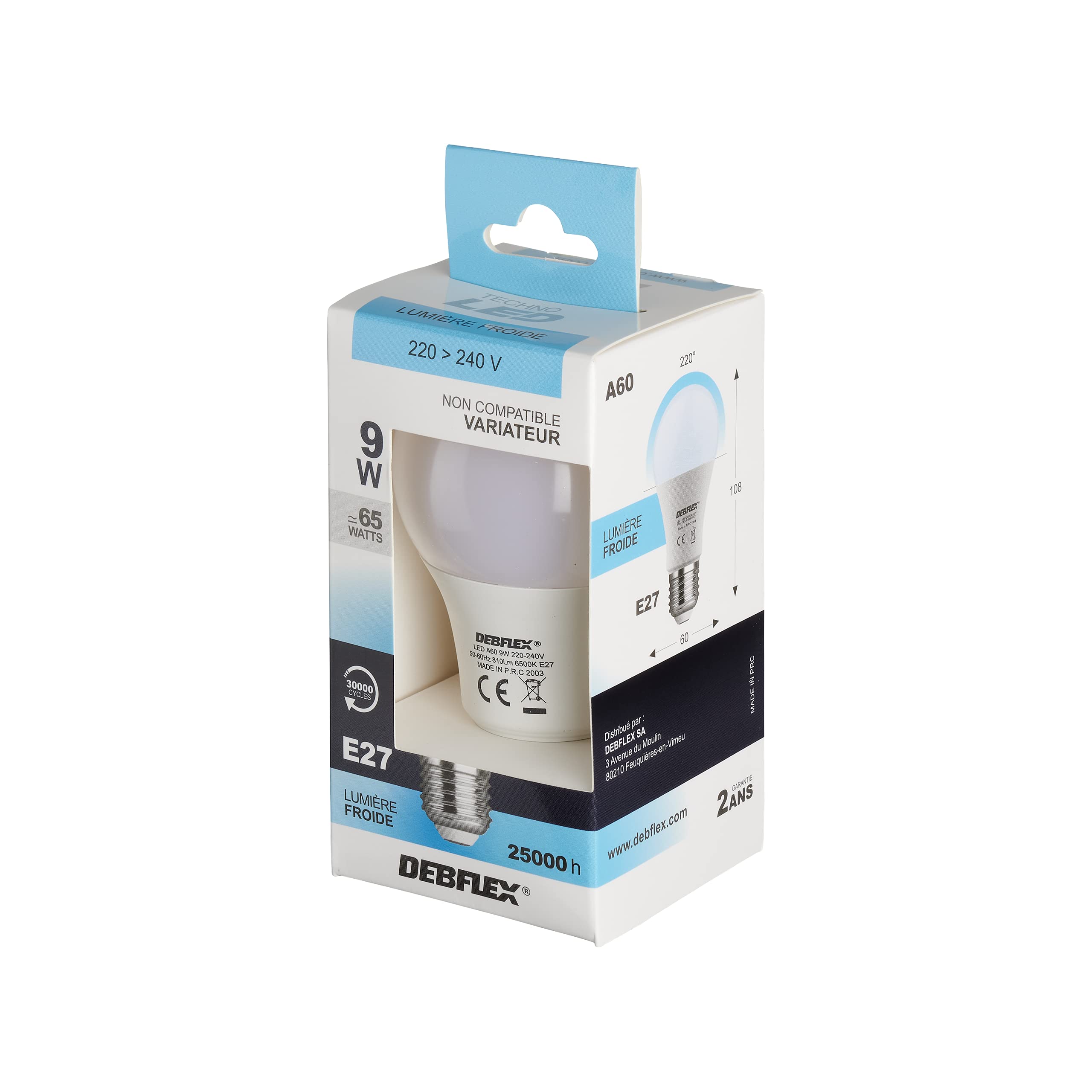 debflex-ampoule-led-9w-e27-a60-6500k-blanc-froid-810lm image 4